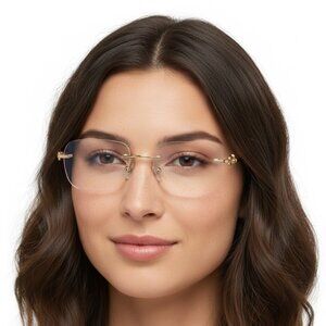 Fred Womens Square/Rectangle Gold Gold Transparent Fashion Designer Eyewear